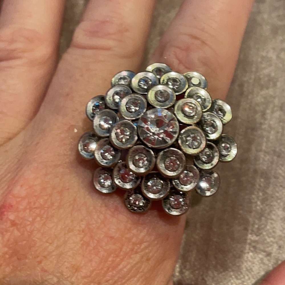 PEACOCK Flapper Style Silver Crystal Ring